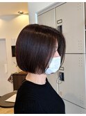 ショートボブ　髪質改善/ミルクティーベージュ/切りっぱなしボブ