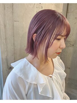 ラニヘアサロン(lani hair salon) ピンクラベンダーのミニボブ