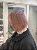 【川辺晴加】ぷつっとボブxピンクベージュ