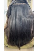 小顔薄めバンググレージュレイヤーロング前髪パーマ黒髪