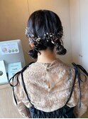 うなじスッキリツイン団子アップ結婚式二次会花嫁 ドレス着物