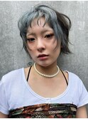 【 オン眉ウルフショート × ライトブルー 】浅野美紀