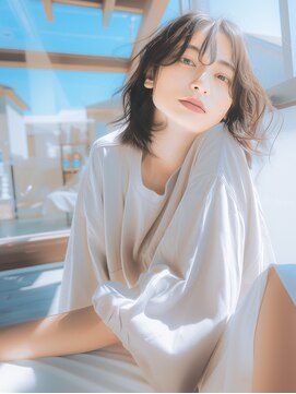 ラベストクズハ(LOVEST KUZUHA) フェイスレイヤー/大人ボブ/韓国風ヘア/アッシュベージュ