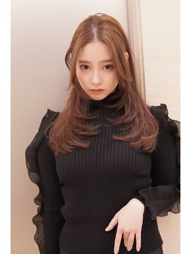 アンジェリカラボ 梅田店(ANGELICA LABO) 韓国風くびれレイヤーカット×グレージュ×透明感ブラウン川又