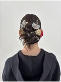 成人式アップスタイル　カチモリリボン