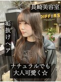 長崎 ブリーチなしカラー ブラウン ベージュ ナチュラルヘア