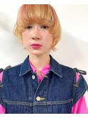 マッシュショート小顔レイヤーブロンドカラー