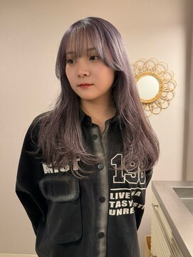 チャプター 問屋町(chapter) ケアブリーチダブルカラーラベンダーグレージュ顔まわりレイヤー