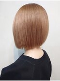ピンクベージュモードタイトストレートボブオルチャンヘア/横浜