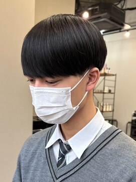 エルマーク 心斎橋(L-MARK) 黒髪マッシュナチュラルマッシュメンズヘア韓国ツーブロック