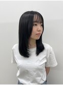 【韓国ヘア/ブルーブラック/暗髪/レイヤー/セミロング】