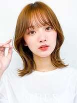 韓国風エギョモリ★くびれ外ハネ大人可愛い小顔シースルーバング