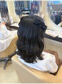 ゆるふわウェーブ×パールリボンで甘さをプラス◎結婚式/二次会