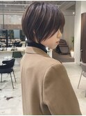 暗めカラーグランマッシュショートボブ