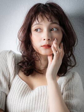 カバーヘア ブリス 上尾西口店(COVER HAIR bliss) 前髪パーマバタフライカットミディアムレイヤーz上尾20代30代