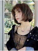 丸みボブ/切りっぱなしボブ/シースルーバング/小顔/新百合ヶ丘