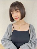 シースルーバング×王道切りっぱなしボブ