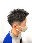 モテ髪束感アップバングパーマ【刈り上げ/ビジネススタイル】