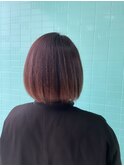 縮毛矯正 ピンク系カラー