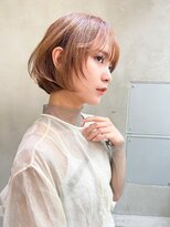 メーヴェ(Mowen)&nbsp;mowen ショートボブ×ピンクベージュ×艶髪×サイドバング