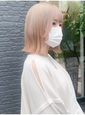 ケアブリーチ　ハイトーン　切りっぱなしボブ