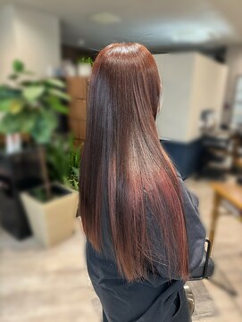 美容室 クリア ピンクレッド