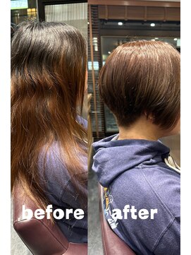 イースタイル 元町店(e-style) バッサリ刈り上げショートボブ×艶カラー