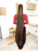髪質改善カラー　アッシュベージュ　ストレートヘア　縮毛矯正