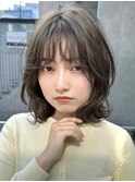 シースルーバング透明感カラーオリーブベージュ髪質改善