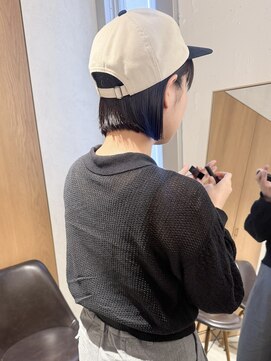 ラミエ バイ メルト 吉祥寺(lamie by melt) "久保田"あごラインぱつっとボブグレーベージュ薄めバング