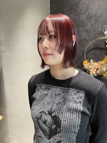 ロンドシエル 横浜(Lond ciel)&nbsp;ブリーチなしダブルカラー/チェリーレッド/顔周り/ウルフ