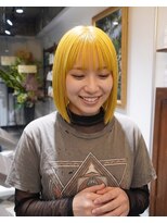 グッドフェローズ キタホリエ(GoodFellas kitahorie) ナチュラルレイヤー×鮮やかイエローヘアカラーハイトーン艶感