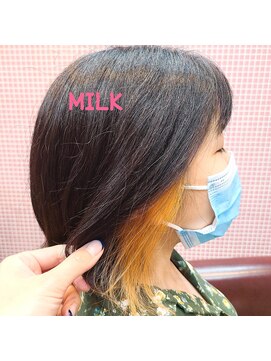 ミルク 希望ヶ丘(milk) アイスオレンジイヤリングカラー・ショートボブ