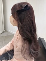 リボンアレンジ 甘めガーリーヘア ラベンダーピンク 表参道学割
