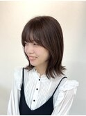 黒髪/グレーベージュ/レイヤーロング/前髪パーマ[西船橋/津田沼]