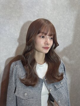アンプル 天神店 韓国風　ナチュラルブラウン　ワンホンヘア　ロングヘア　艶髪