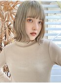 韓国風切りっぱなし小顔ボブ/ハイトーン透明感カラー/池袋