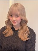 12549ミルクティーベージュ姫カットレイヤー韓国くすみベージュ