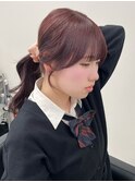 13757髪質改善チェリーレッド黒髪アッシュブラックワインレッド