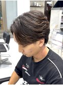 大分ニュアンスパーマメンズカット前下りセンターパートマッシュ