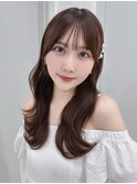 おくれ毛前髪カット暗めカラーロング_ba565513