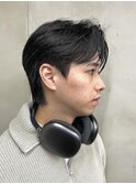 メンズセンターパートウルフセンターパートニュアンスパーマ襟足