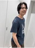 メンズパーマ、スパイラルパーマ、センターパート