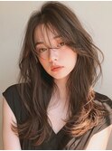 ミントブラウンバタフライカットヘーゼルベージュシアーバング