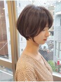 デザインカラー厚めバングローライトスリークボブ