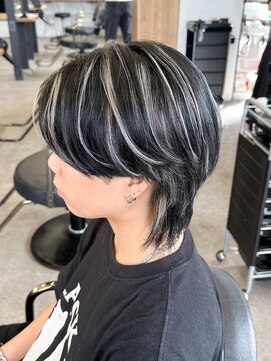 エルマーク 梅田(L-MARK) マッシュウルフダブルカラーブリーチツーブロックメンズウルフ