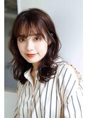 ショコラブラウンくびれウェーブニュアンスパーマ大人可愛い
