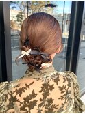 リボンたっぷりタイトアレンジ/横浜ヘアセット