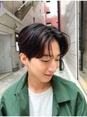 艶センターパートスペインカールブルーブラック韓国マッシュ