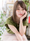 斜めバングブラウンベージュエアストレートh4上尾20代30代40代
